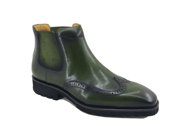 C&E Shoes Burnished Calfskin Chelsea Boot - Olive