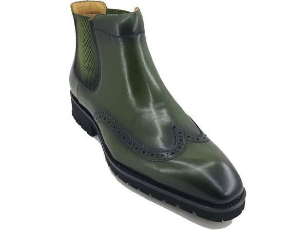C&E Shoes Burnished Calfskin Chelsea Boot - Olive