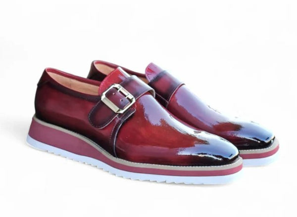 Maurice Patent Leather Monkstrap - Burgundy