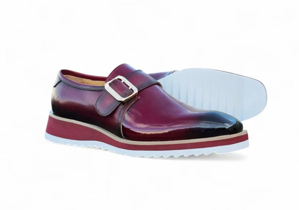 Maurice Patent Leather Monkstrap - Burgundy