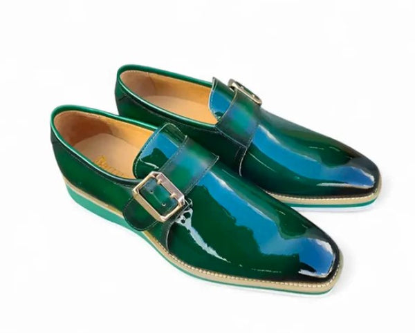 Maurice Patent Leather Monkstrap - Olive