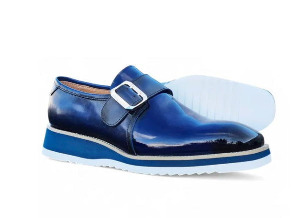 Maurice Patent Leather Monkstrap - Navy