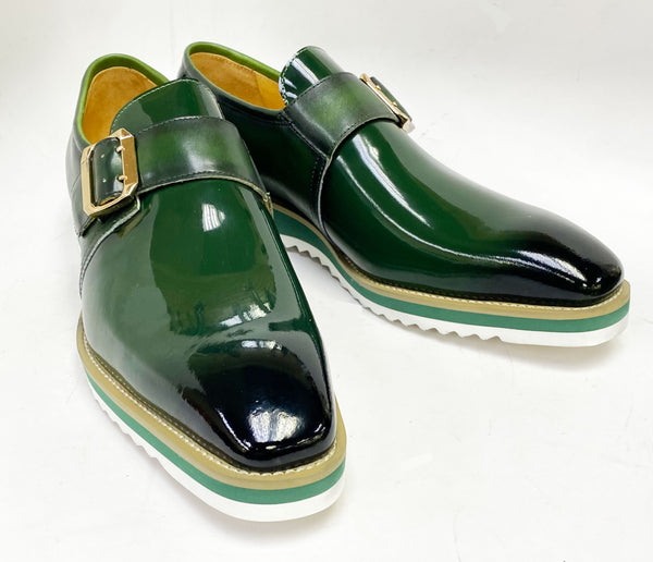 Maurice Patent Leather Monkstrap - Olive