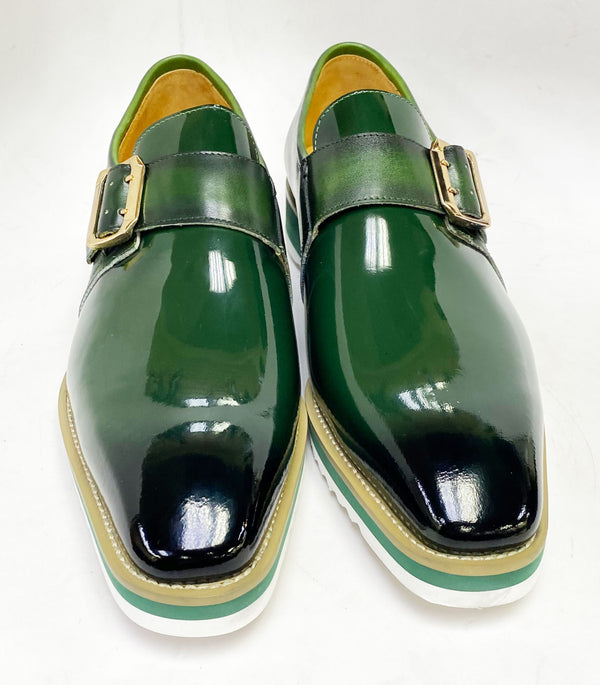 Maurice Patent Leather Monkstrap - Olive
