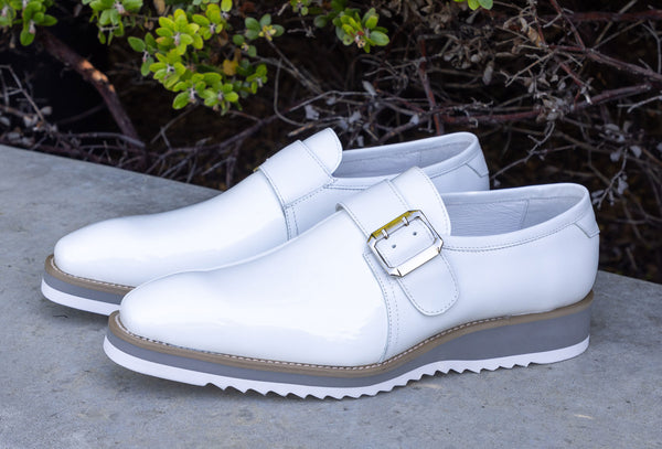 Maurice Patent Leather Monkstrap Shoe - White