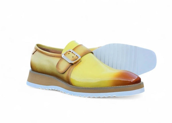 Maurice Patent Leather Monkstrap Shoe - Yellow