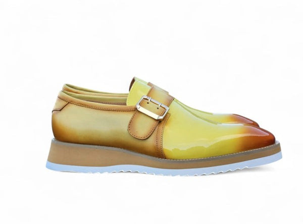 Maurice Patent Leather Monkstrap Shoe - Yellow