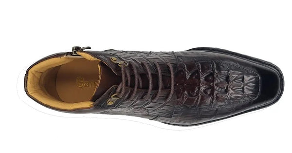 Carrucci Crocodile Calfskin Boot - Chestnut