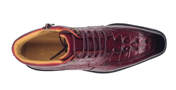 Carrucci Crocodile Calfskin Boot - Burgundy