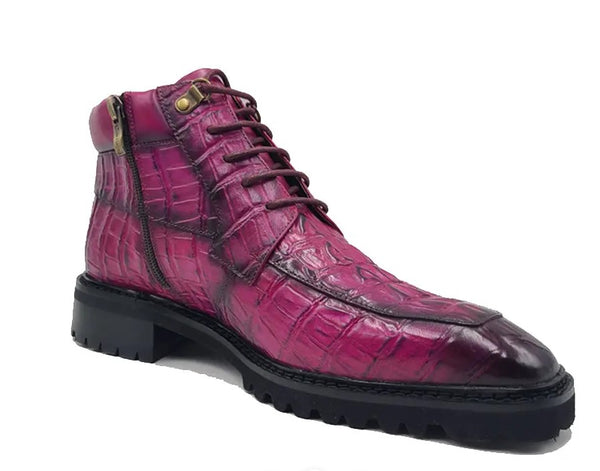 Carrucci Crocodile Calfskin Boot - Pink
