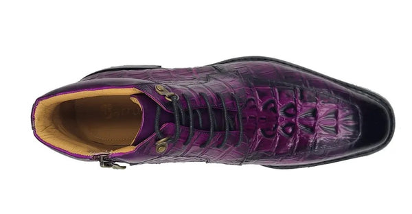 Carrucci Crocodile Calfskin Boot - Purple