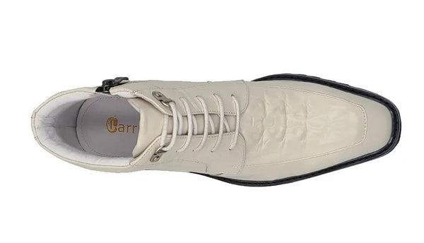 Carrucci Crocodile Calfskin Boot - White