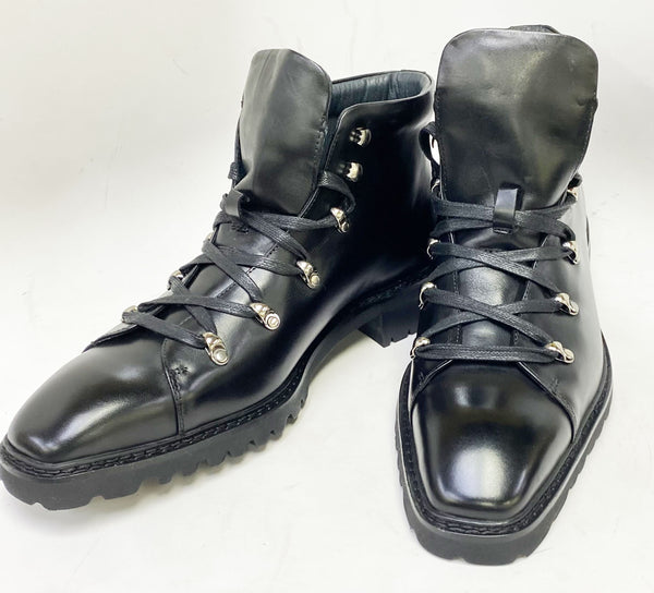 C&E Calfskin Lace-Up Boot - Black
