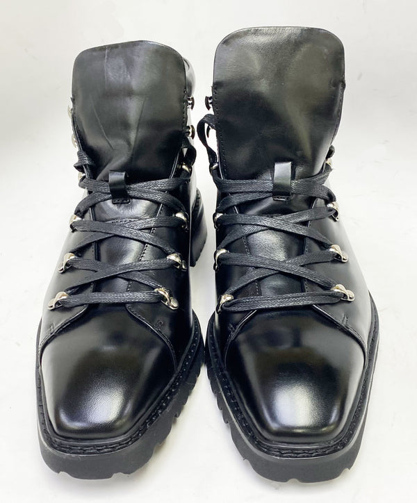 C&E Calfskin Lace-Up Boot - Black