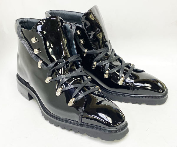 C&E Maurice Patent Leather Boot - Black