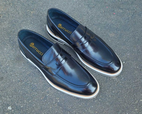 Carrucci Calfskin Penny Loafer - Black