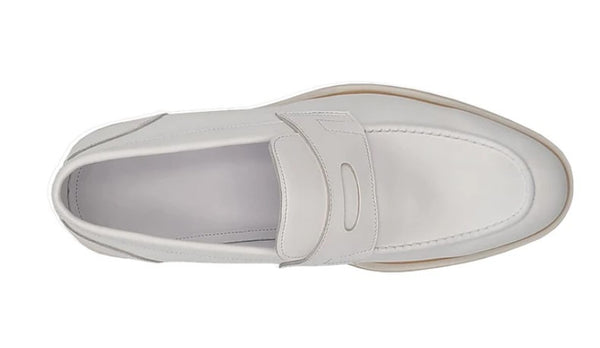 Carrucci Calfskin Penny Loafer - White
