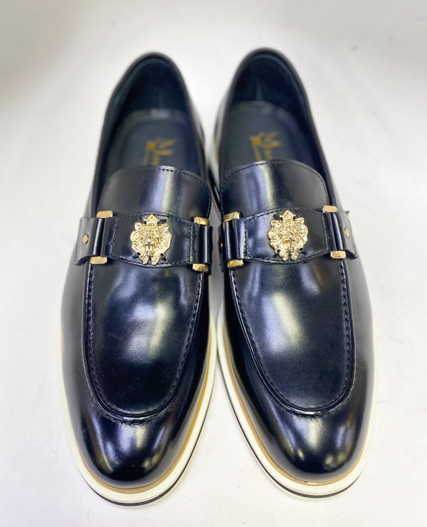 C&E Maurice Leather Ornament Loafer - Black