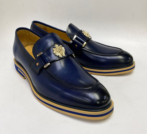 C&E Maurice Leather Ornament Loafer - Navy