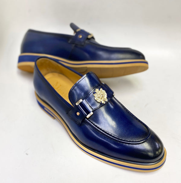 C&E Maurice Leather Ornament Loafer - Navy