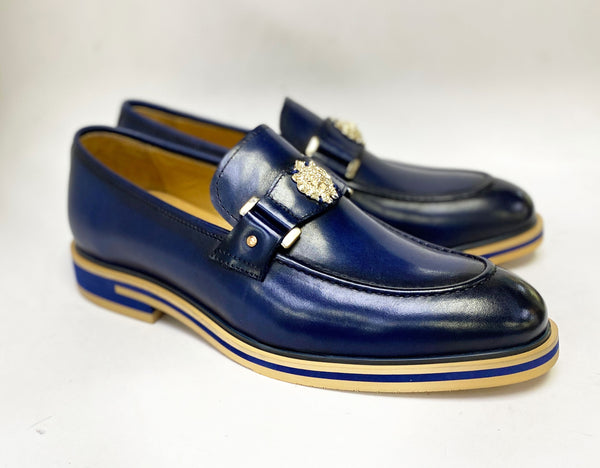 C&E Maurice Leather Ornament Loafer - Navy