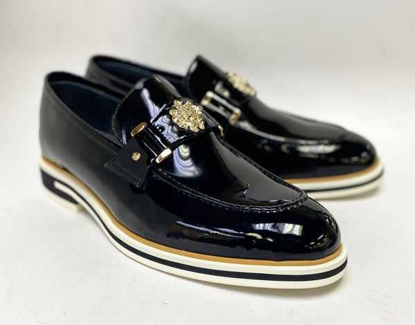 C&E Maurice Patent Ornament Loafer - Black