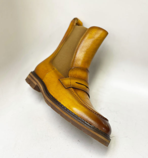 C&E Maurice Burnished Slip-on Boot - Cognac