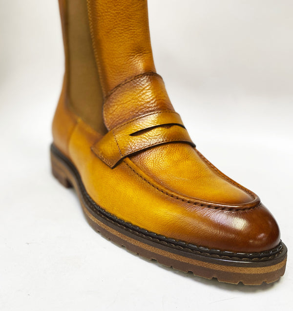 C&E Maurice Burnished Slip-on Boot - Cognac