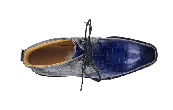 Carrucci Calfskin Boot - Navy/Grey