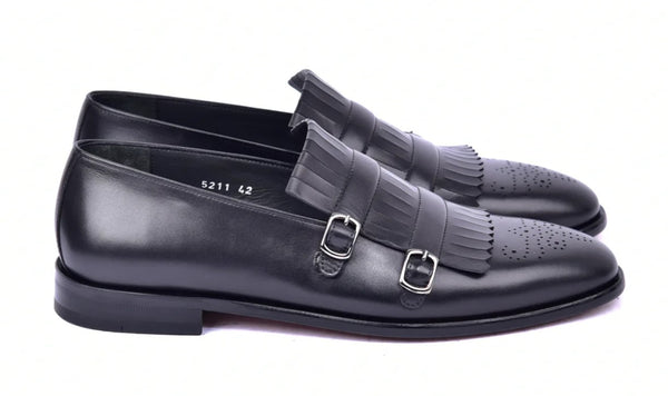 Corrente Leather Buckle Loafer - Black