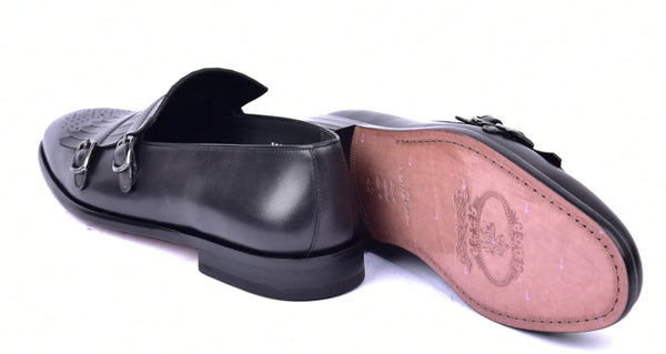 Corrente Leather Buckle Loafer - Black