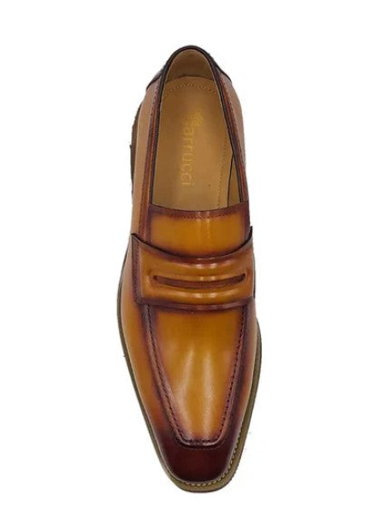 Carrucci Leather Penny Loafer - Cognac