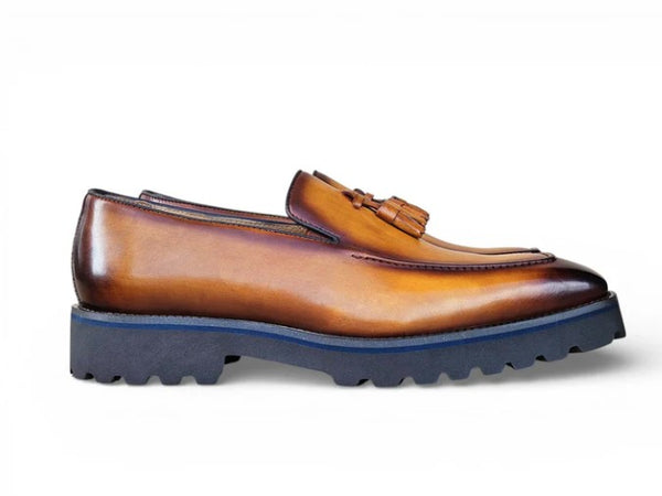 Carrucci Calfskin Tassel Loafer - Cognac