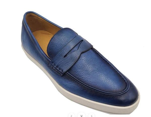 Carrucci Patina Calfskin Loafer Sneaker - Blue