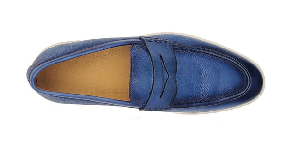 Carrucci Patina Calfskin Loafer Sneaker - Blue