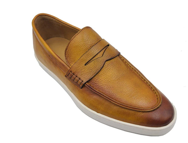 Carrucci Patina Calfskin Loafer Sneaker - Cognac