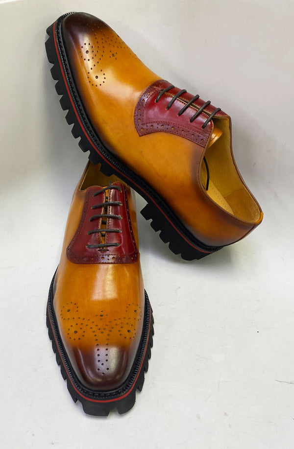 Maurice Calfskin Oxford - Cognac/Burgundy