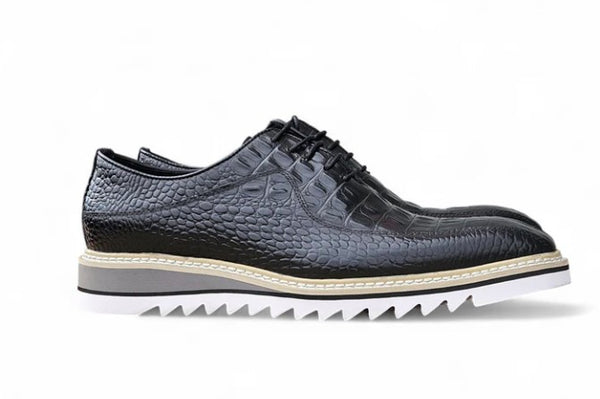 Carrucci Embossed Calfskin Derby - Black