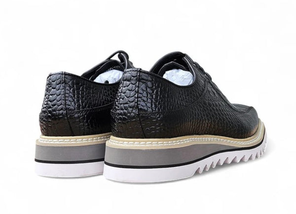 Carrucci Embossed Calfskin Derby - Black