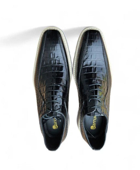 Carrucci Embossed Calfskin Derby - Black
