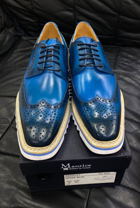 C&E Burnished Calfskin Oxford - Ocean/Blue