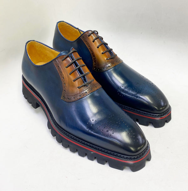 Maurice Calfskin Oxford - Navy/Cognac