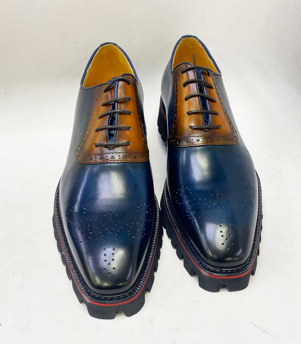 Maurice Calfskin Oxford - Navy/Cognac