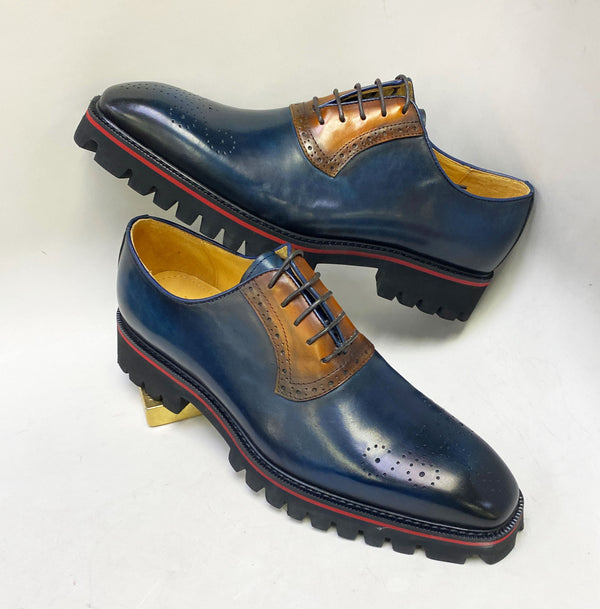 Maurice Calfskin Oxford - Navy/Cognac
