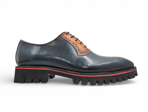 Maurice Calfskin Oxford - Navy/Cognac