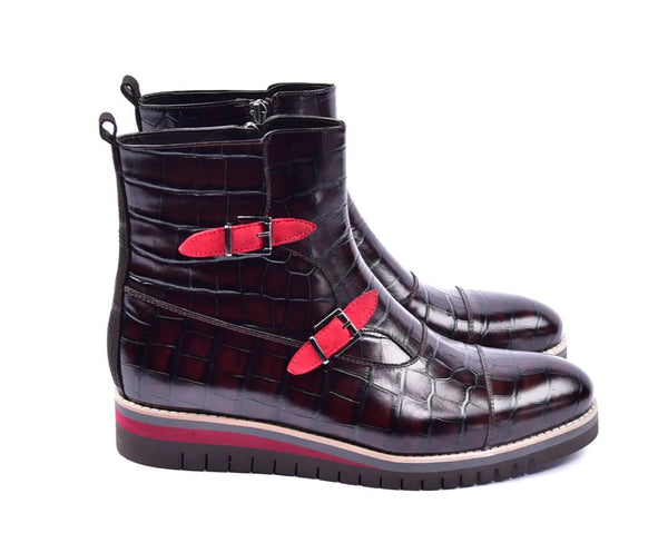 Corrente Crocodile Calfskin Boot - Brown