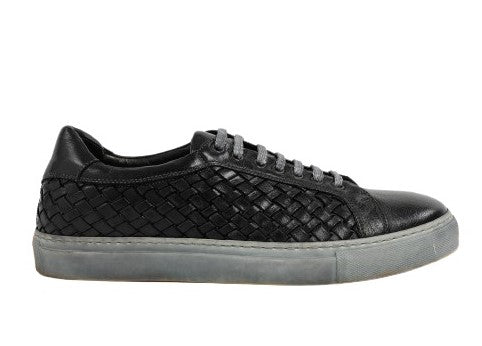 Toscana Woven Leather Sneaker - Black