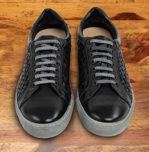 Toscana Woven Leather Sneaker - Black