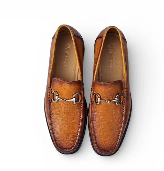 Carrucci Pebble Leather Loafer - Cognac