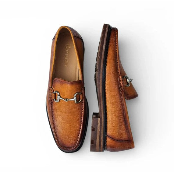 Carrucci Pebble Leather Loafer - Cognac